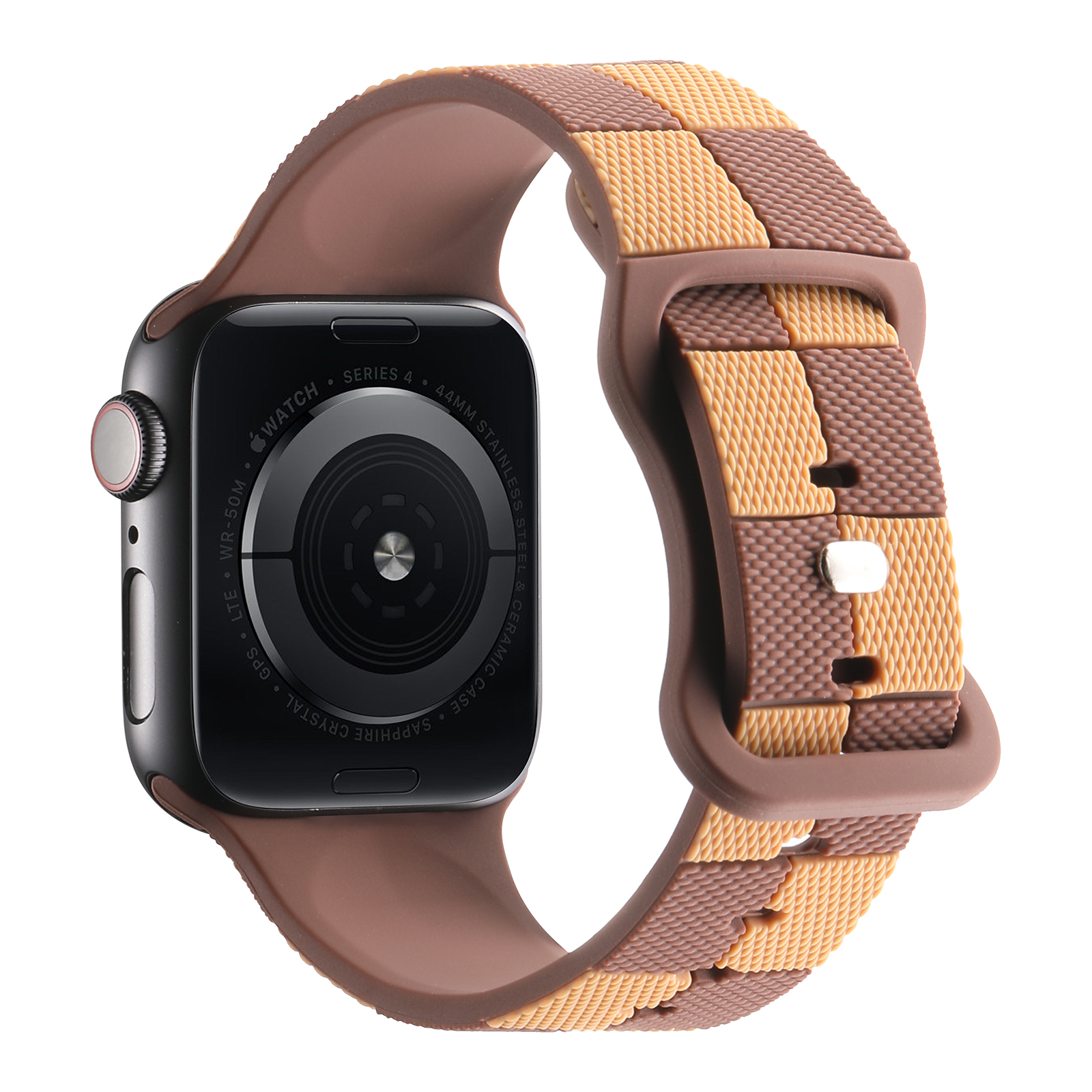 Pasek Opaska Bransoleta Silikon Krata Brązowy do Apple Watch 3 4 5 6 7 8 9 SE 38/40/41mm - zdjęcie 1